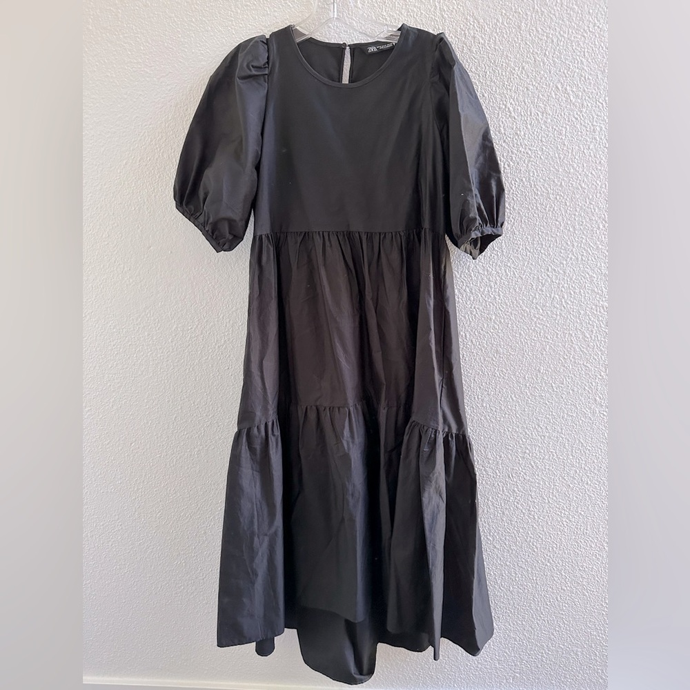 Zara Black Puff Sleeve Dress